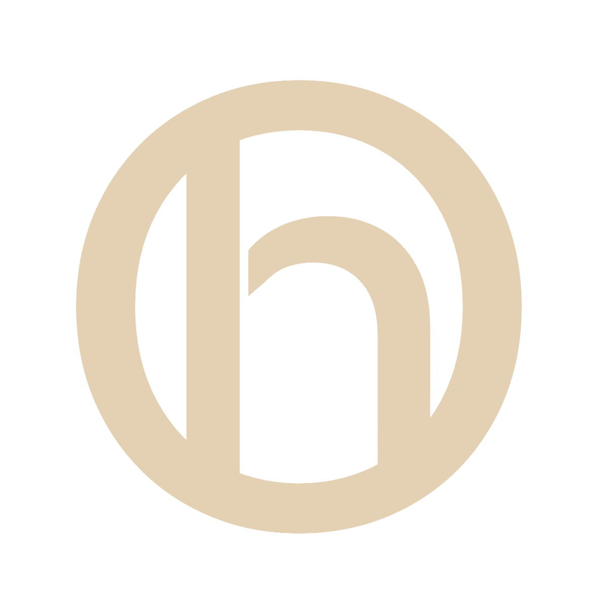 Hyldco logo med H i farven beige